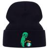 Cute Cotton Knitted Beanies Hats Green Alien Embroidery Wool Hat Winter Outdoor Ski Cap Warm Caps Gorras