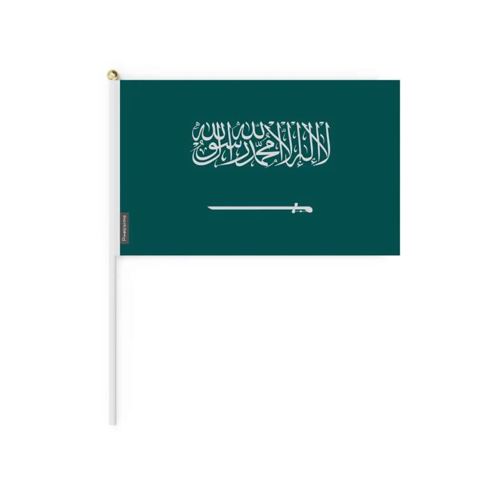 Mini Drapeau de l'Arabie saoudite – 20 x 30 cm – À Tenir à la Main – Polyester – 1 pièce – Pixelforma