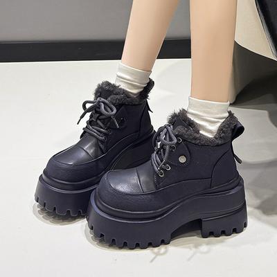 Женские ботильоны Мех Высокие каблуки Дизайнерская обувь Зима Снежные ботинки Теплый Короткий плюш Мода Повседневный Mujer De