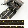 Washi Tape Roll 3 Rolls Golden Foil Tape, Retro Plaid Leaf Pattern Decorative Scrapbooking Supplies Masking Adhesive for DIY Crafts, Journal, Planner,