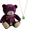 Petit Luu Birthstone Color Crystal Mini Angel Bear Necklace Gift (August)