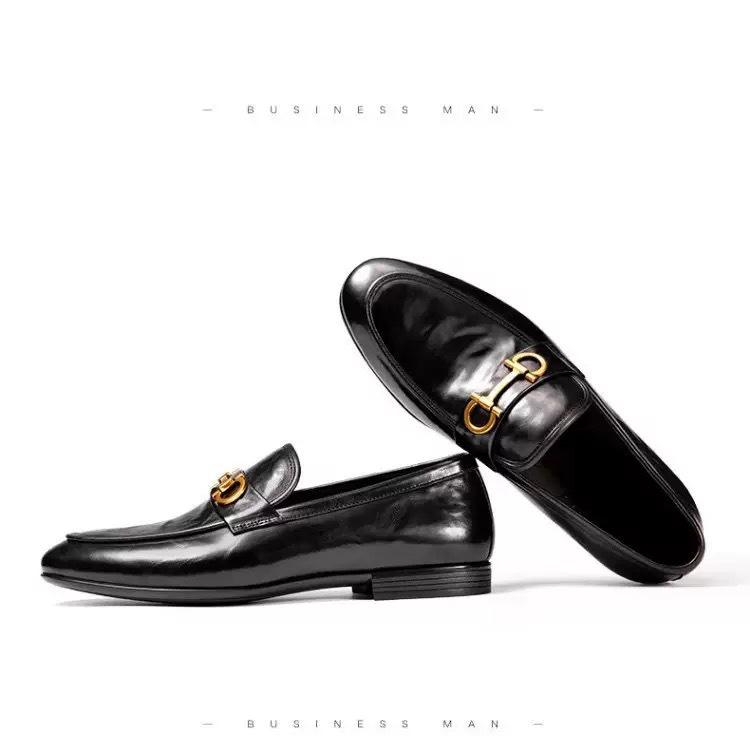 Мужские осенние деловые формальные кожаные лоферы - корейский стиль, дышащие, удобные, универсальные