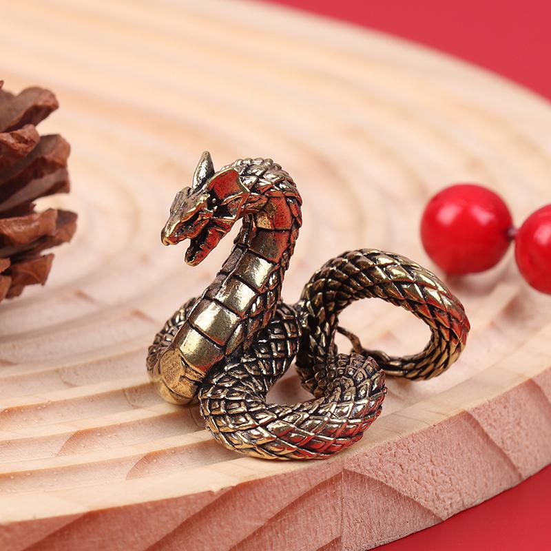 1Pc Antique Bronze Mini Snake Statue Miniature Figurines Zodiac Animal Interior Desk Decorations Tea Pets Ornaments Brass Crafts