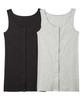 Nissen Inner Long Tank Set of Heather Gray Size 8L Camisole/Tank Top, 100% Cotton, Front-Opening, Top, 2, + Black,