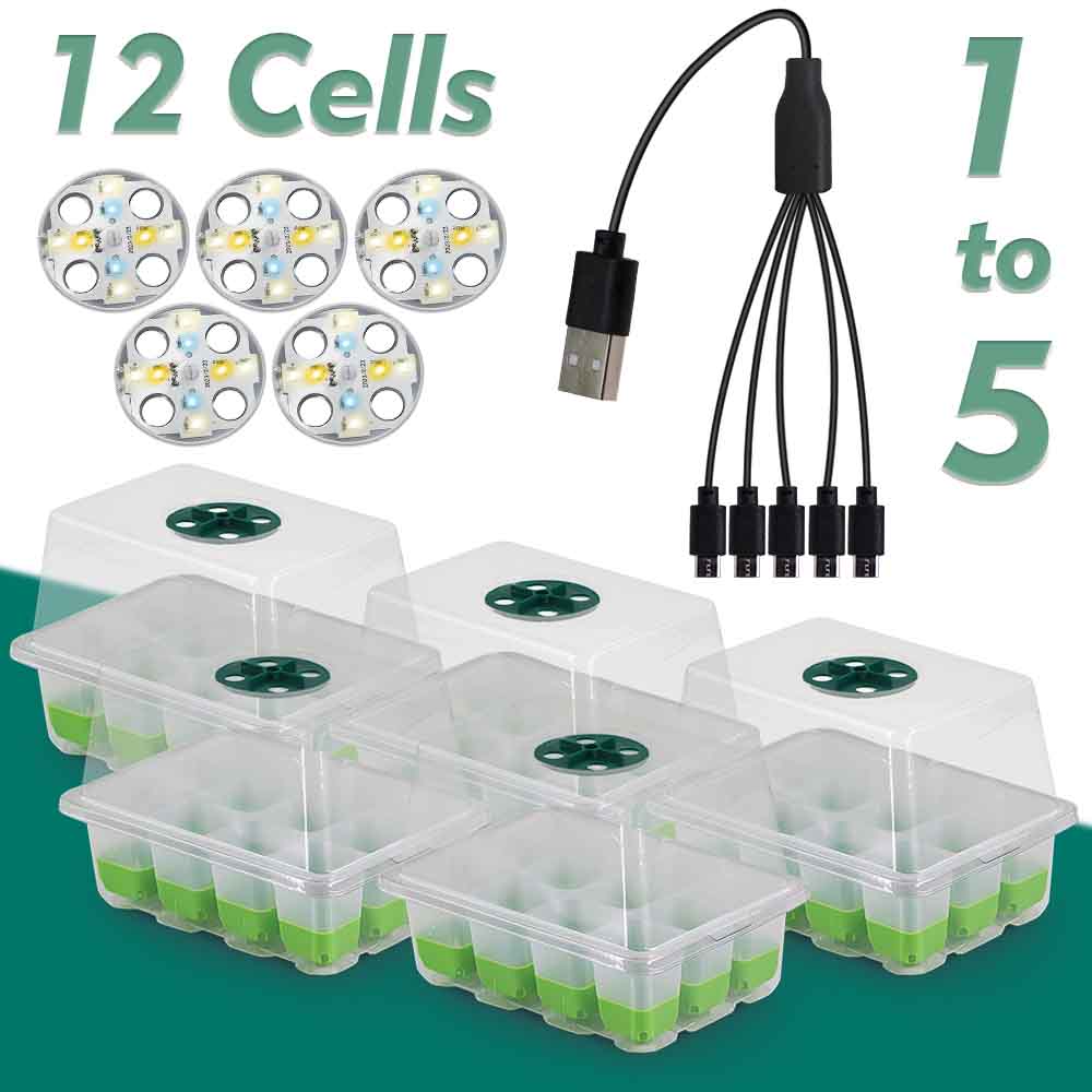 Светодиодная лампа для выращивания рассады, набор лотков с прозрачной крышкой, для домашнего сада, теплицы, для выращивания цветов, питомник, ящик для проращивания