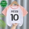 Football Children's Cotton T-shirt Simple Print Messi No. 10 High-quality Top Clothing Outdoor Street Fashion Trend Brand Top