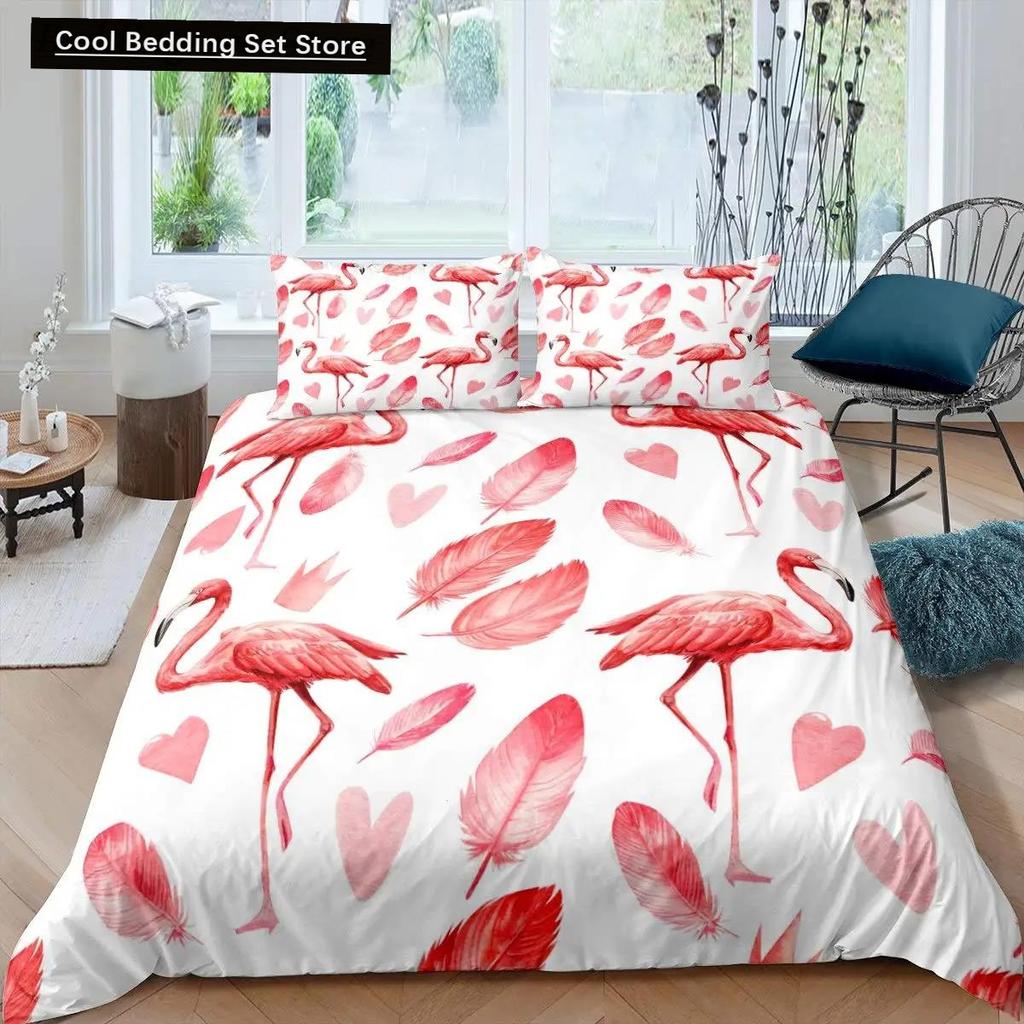 Фламинго пододеяльник комплект постельного белья для девочек цветы тропические животные розовый цветочный полиэстер одеяло покрывало для девочек детей женщин