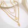 17KM 1 Set Three Piece Set of Gold Ins High-End Coin Portrait Snake Necklace, Personalized and Exquisite Temperament Women's Necklace