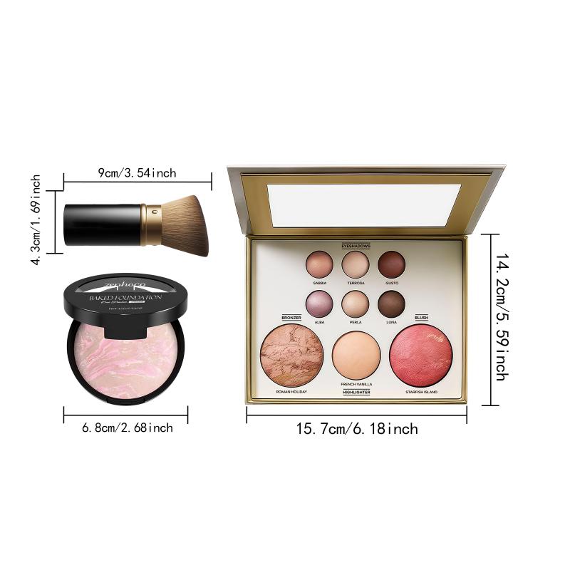 Makeup Tray Set Multifunctional Beauty Tools Kit with Stage Light for Portable Nude Makeup Touchup 