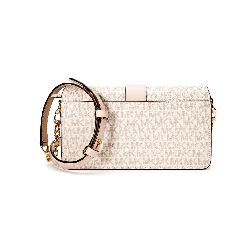 Michael Kors MK Greenwich Винтажный принт с логотипом Сумка через плечо Женская сумка через плечо Ванильно-белый Телесно-розовый 30H1GGRL6B-173