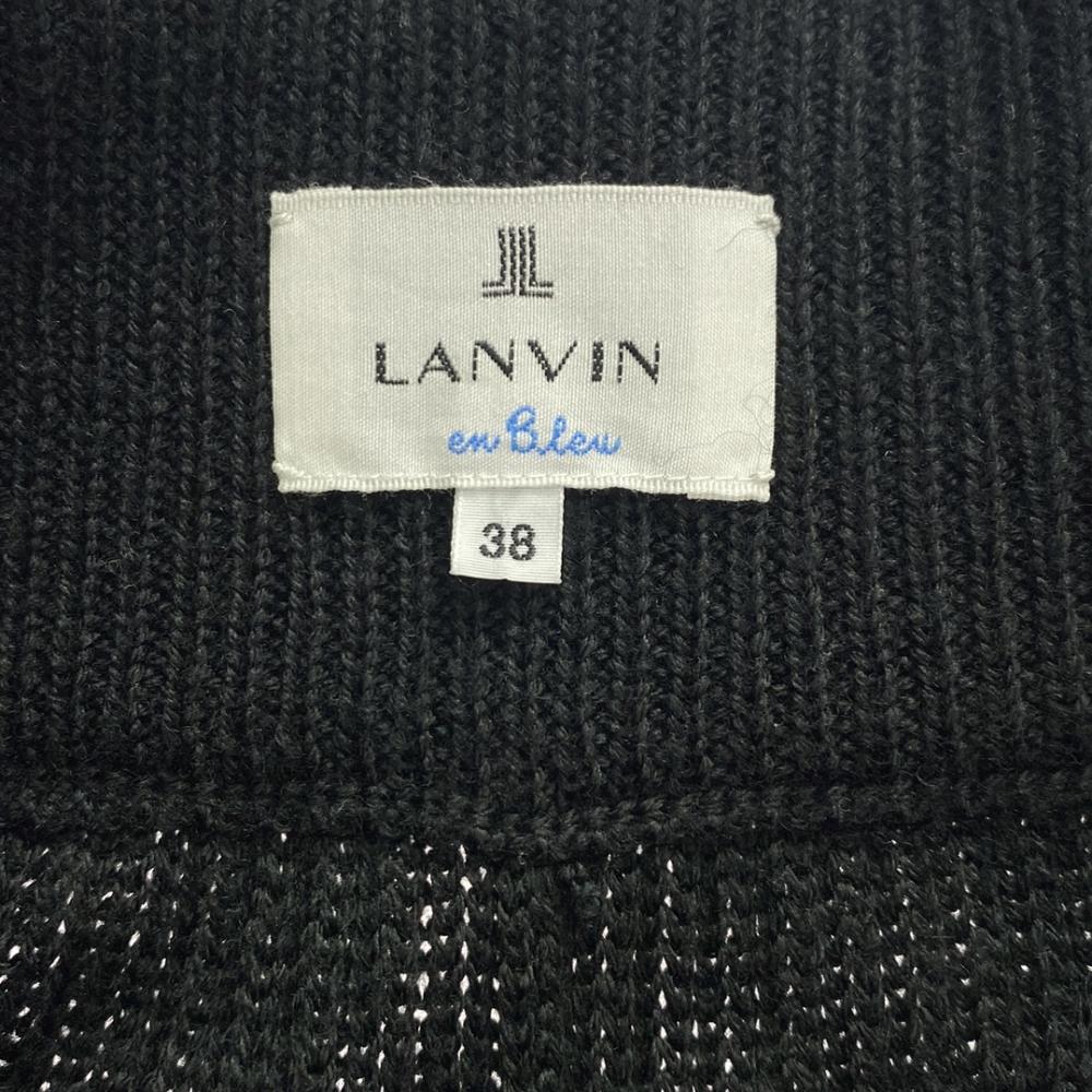 LANVIN en Bleu Вязаная юбка до колена из шерстяной смеси 38 черный Лента на талии Женская Б/у