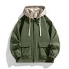 Spring And Autumn New Fake Two Piece Jacket Hooded Jacket Men'S Baseball Jacket Trendy Brand Versatile Casual Loose Work Jacket