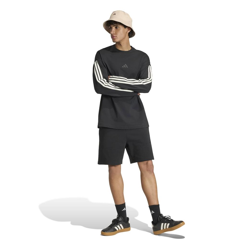 КОМПЛЕКТ WH769 XS [Adidas] Мужская футболка с длинным рукавом 3 полоски Черный/Небесно-белый (KF2427)