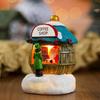 Christmas Winter Village House Ornaments Mini Light-up Christmas Shop with Santa Resin Desktop Figurine Holiday Home Decor