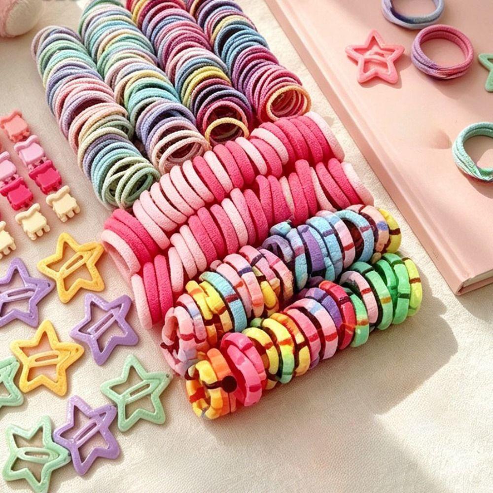 875Pcs Colorful Kids Hair Accessories Set Sweet Hair Clips Elastics Ponytail Holders For Girls
