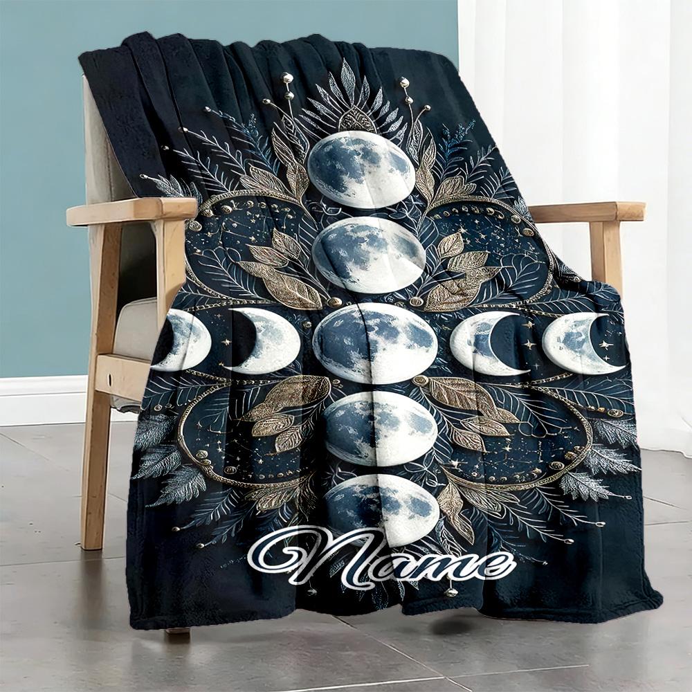 Sun Moon Customize Text Blanket Gift Customizable Blanket Soft & Cozy Perfect for Sofa Nap Home Decor Bedding Four Seasons Universal