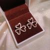 Серьги-гвоздики из серебра 925 пробы Lucky Clover с белым цирконом, кольцо с клевером, серьги-гвоздики, женские креативные ювелирные изделия, подарок для вечеринки, дня рождения