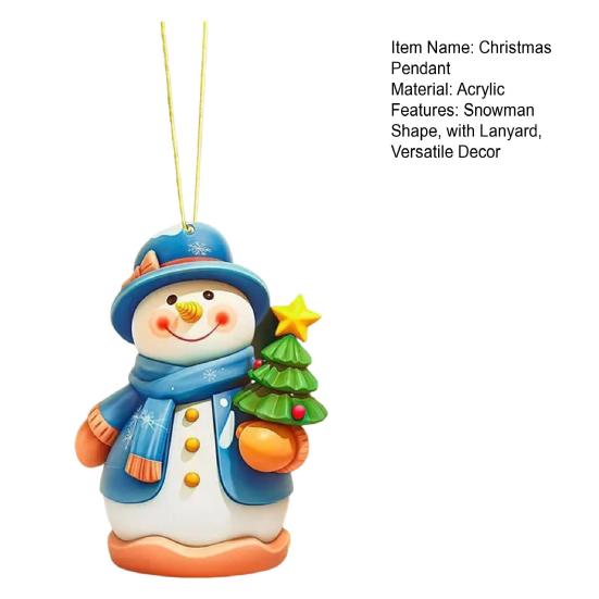 Christmas Ornament Snowman Pendant Acrylic Car Hanging Decoration Winter Xmas Tree Decoration Festive Gift Decor