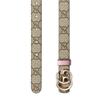 GUCCI GG Marmont Double G logo styling buckle Double-sided narrow version Leather hardware accessories Belt Women's Beige/Dark 847132-FAFCN-9882