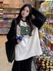 Women's Panda Cute Color Block Raglan Sleeve T-Shirt - Spring/Autumn Loose Fit, Cotton Layered Top
