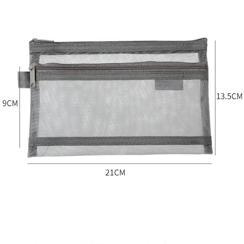 Large Capacity Simple Color Pencil Case Student Exam Series Hand Account Net Yarn Transparent Stationery Storage Supplies Bag