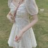 2025 Floral Off-Shoulder Puff Sleeve Dress - Women's Spring/Summer Slimming Fairy Style