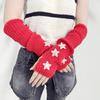 Knitted Arm Warmers Girls Fingerless Long Wrist Gloves Winter Star Arm Sleeves with Thumb Hole for Women Street Wear Parties