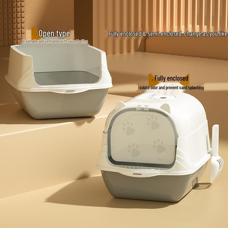 Extra Large Enclosed Cat Litter Box with Handle - Anti-Splash, Odor-Proof Design.