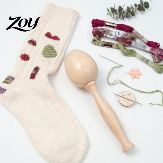 Handheld Darning Egg Wooden for Socks Repair, Shape Head Sock Hole Handmade Knitting Tool Knit Mending Tool, Long Handle Darner DIY Sewing Repair