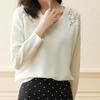 Sweater for Women Pullover Long Sleeve V-neck  Autumn Winter Warm Slim Thickened Lace Tops