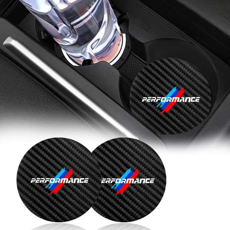 2Pcs PVC Leather Car Coasters Mat Anti-slip Water Cup Pad For z1 M Performance E46 E90 E60 F20 X1 F10 F30 X3 E70 E39 E36 E87 X7 zxc1