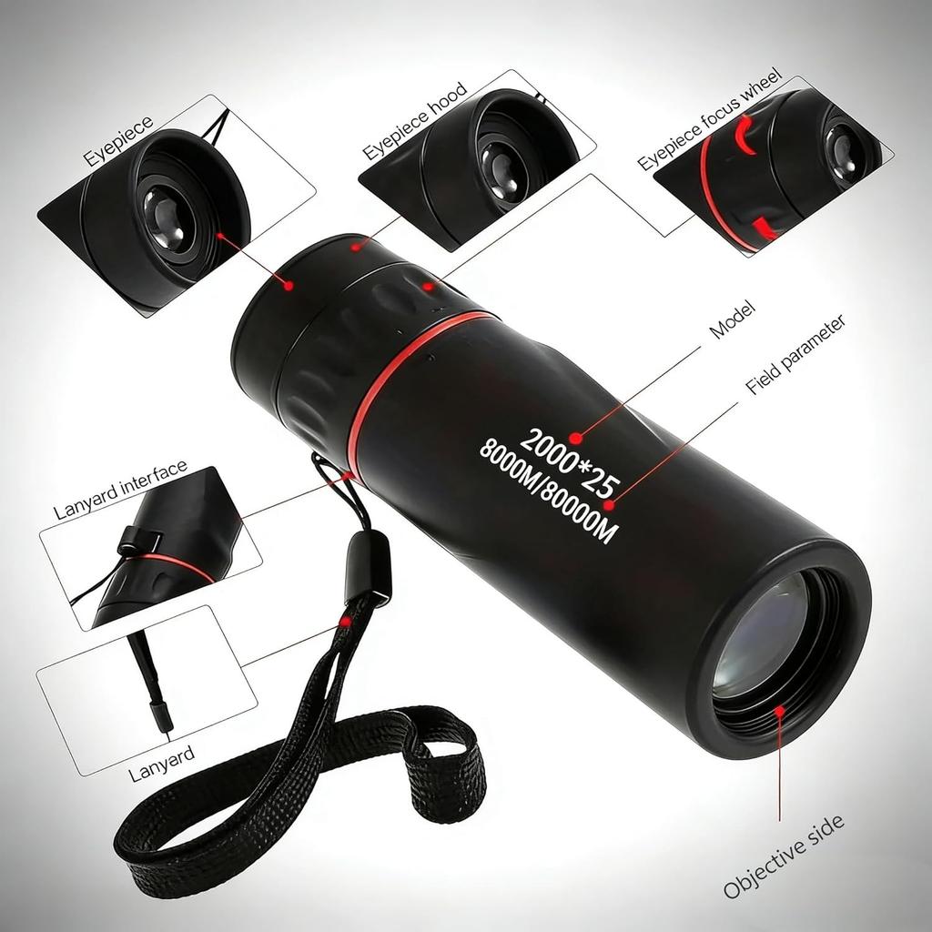Mini Monocular Telescope, 25X High Definition with Multilayer Coating, Waterproof & Compact Design for Adults & Kids, for Hiking, Bird Watching