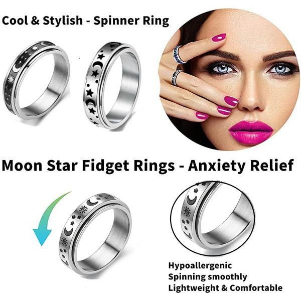Anxiety Ring Figet Spinner Rings For Women & Men Stainless Steel Rotate Freely Spinning Anti Stress Accessories Jewelry Gifts
