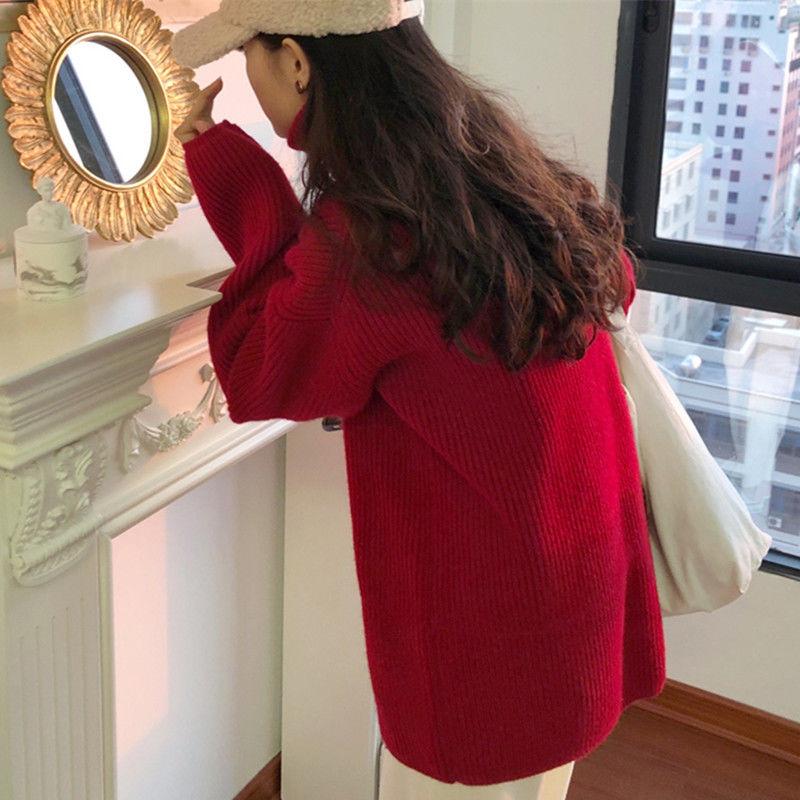 Пуловер с высоким воротником и половиной молнии, свитер для женщин, осень/зима 2023, корейская версия, свободный универсальный женский пуловер с длинными рукавами