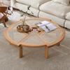 Solid Wood Rattan Woven Tea Table Small Apartment Simple Modern Creative Living Room Household Silent Round Low Table