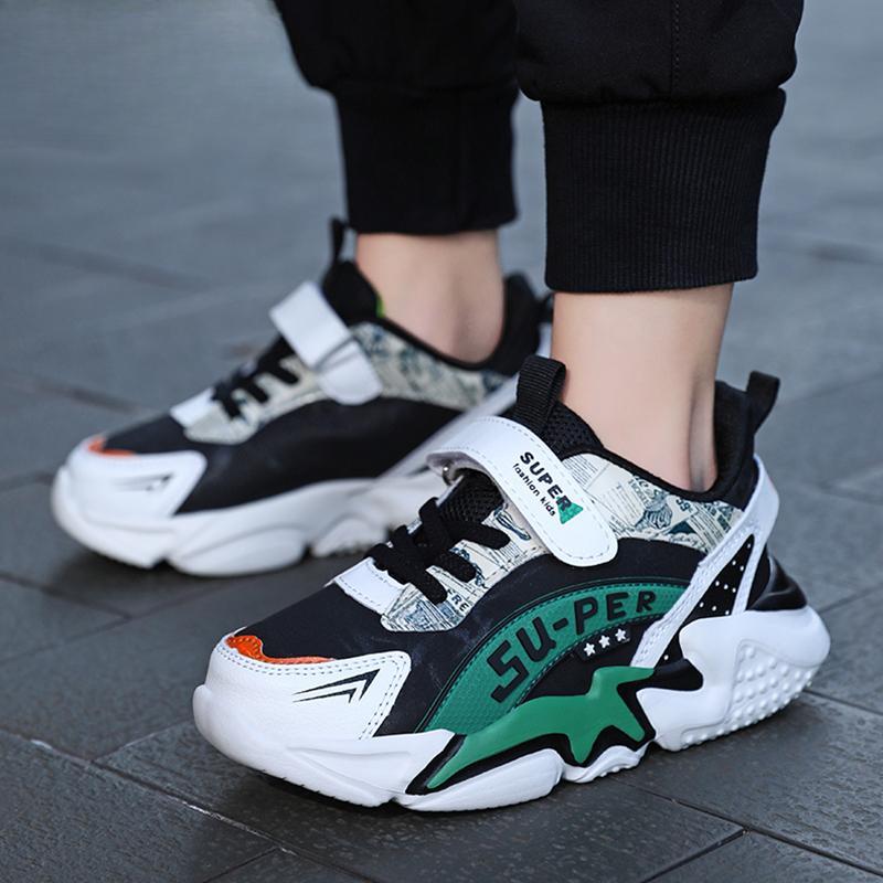 Спортивные детские кроссовки Мальчики Повседневная обувь для детей 5-16 лет Теннис Кожа Нескользящие Модные Беговые кроссовки