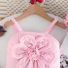 2PCS Girls 3D Flower Beaded Cami Top & Button Skirt Set, Casual Summer Two-Piece Outfit