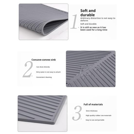 Силиконовый коврик для слива воды для кухонной стойки, нескользящий, термостойкий, для сушки посуды со встроенным сливом, складной коврик для сушки, многоцелевой коврик для раковины