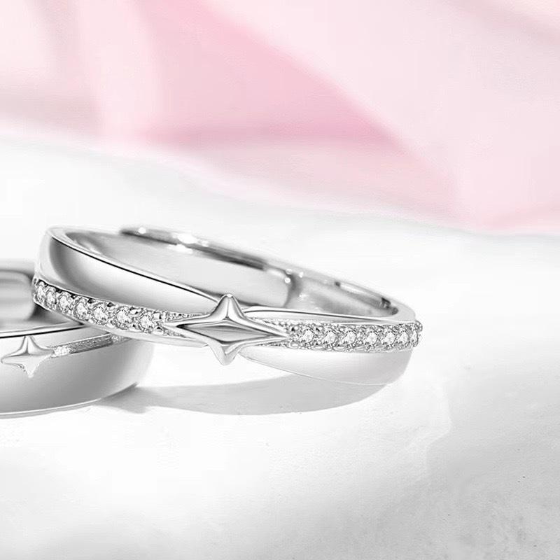 Кольцо для пары «Сопровождающие звезды», женское, нишевый дизайн, открытое кольцо, парное кольцо для пары, подарок девушке, ювелирное изделие