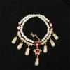Inlaid Rhinestone Teardrop Pendant Adjustable Vintage Necklace Women Faux Pearls Cheongsam Necklace Jewelry Accessories