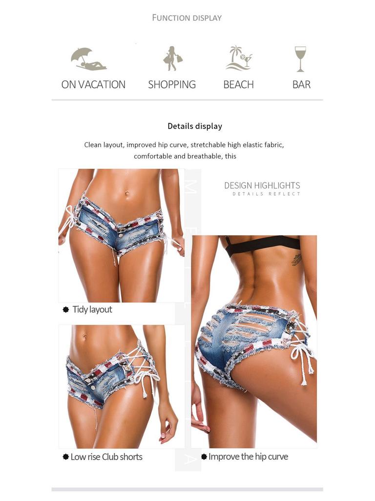 Осенние джинсовые шорты с низкой посадкой и рваным декором для сексуальных женщин