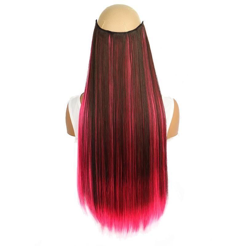 WIGSIN Synthetic 24Inch One Piece 5 Clip Long Straight Highlights Hair Extension Daily Hair Accessories for Women