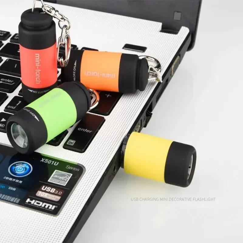 Светодиодный микрокарманный фонарик Портативный USB перезаряжаемый фонарик-брелок Водонепроницаемый Домашний Уличный Походный Кемпинговый Фонарик