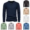 Men's Round Neck Button Long Sleeve Shirt Men's Casual Fashion Solid Color Shirt