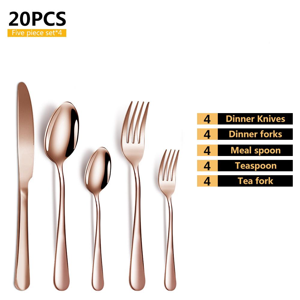 20 шт., набор столовых приборов из нержавеющей стали 410, черный, золотой, нож из нержавеющей стали, вилка, ложка, столовая посуда, набор столовых приборов, праздничная кухонная посуда, подарок