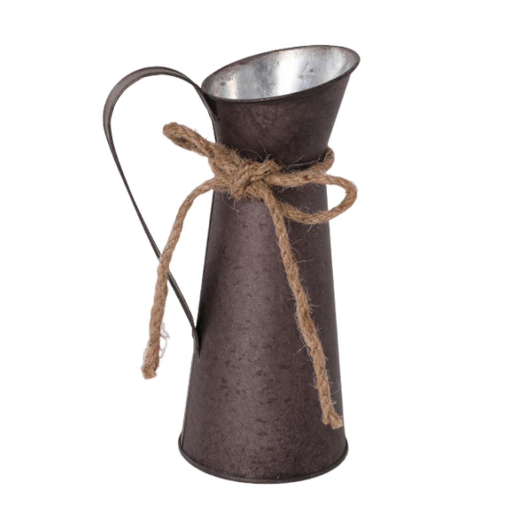 French Country Elegance Iron Flower Vase Small Primitive Farmhouse Jug Milk Can for Floral Arrangements Country Vase