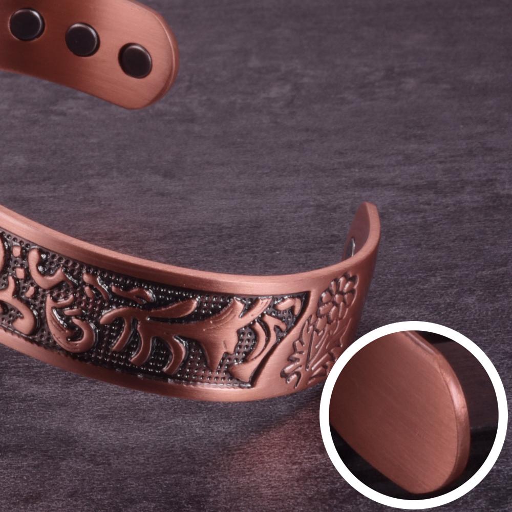 Ikuinen Магнитный браслет из чистой меди для мужчин Регулируемый винтажный браслет шириной 15 мм для лечения артрита Магнитная терапия Энергетический браслет для женщин и мужчин