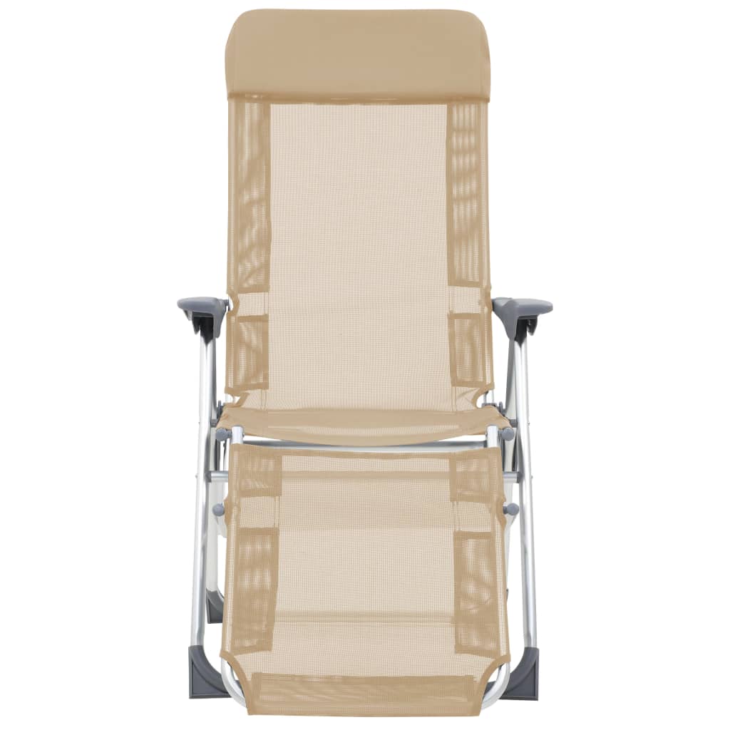 Foldable Lounge Chairs with Footrest 2 pcs Cream Textilene