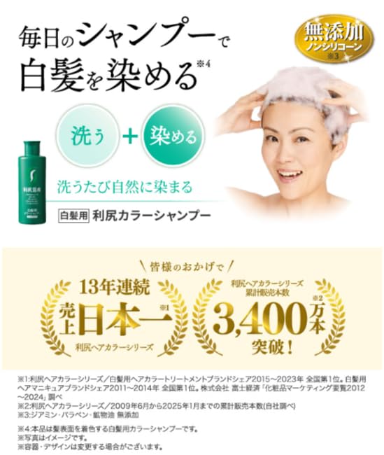 Sastty Rishiri Color Shampoo для седых волос 200 мл, (Темно коричневый)