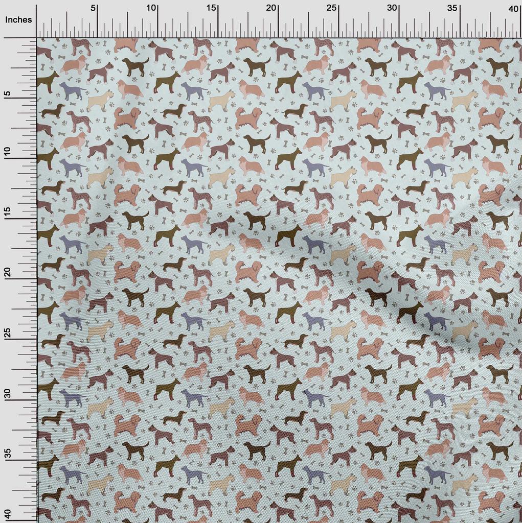 oneOone Cotton Flex Mint Green Fabric Dog Sketch Sewing Fabric By The Yard Printed Diy Clothing Sewing Supplies 40 Inch